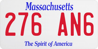 MA license plate 276AN6