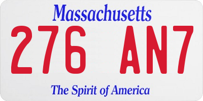 MA license plate 276AN7