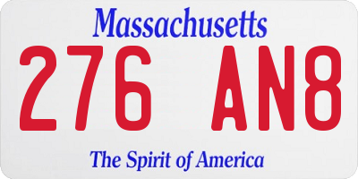 MA license plate 276AN8