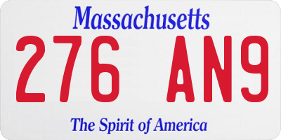 MA license plate 276AN9