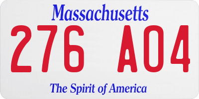 MA license plate 276AO4