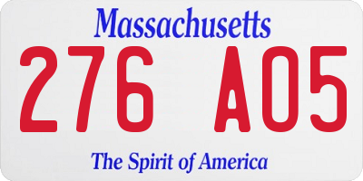 MA license plate 276AO5