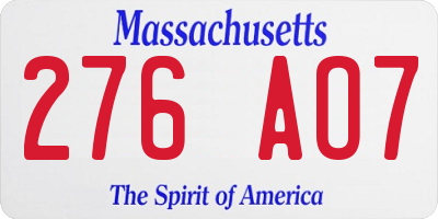 MA license plate 276AO7