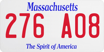 MA license plate 276AO8