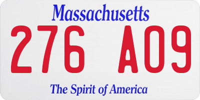 MA license plate 276AO9