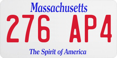 MA license plate 276AP4