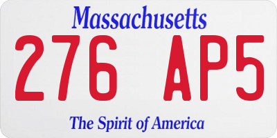 MA license plate 276AP5