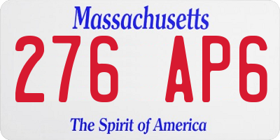 MA license plate 276AP6