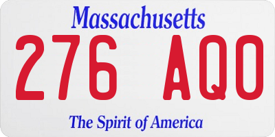 MA license plate 276AQ0