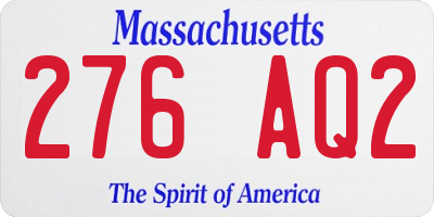 MA license plate 276AQ2
