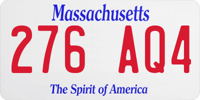 MA license plate 276AQ4