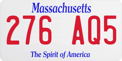 MA license plate 276AQ5