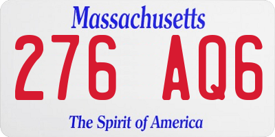 MA license plate 276AQ6