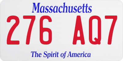 MA license plate 276AQ7