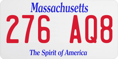 MA license plate 276AQ8