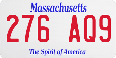 MA license plate 276AQ9