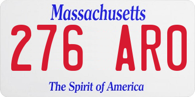 MA license plate 276AR0