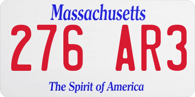 MA license plate 276AR3