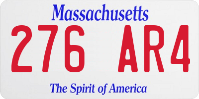 MA license plate 276AR4