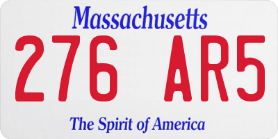 MA license plate 276AR5