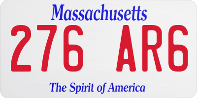 MA license plate 276AR6