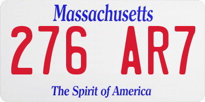 MA license plate 276AR7