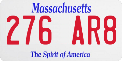MA license plate 276AR8