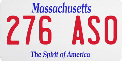 MA license plate 276AS0