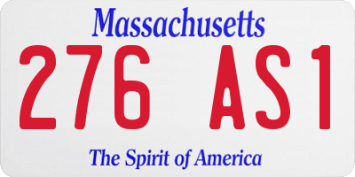 MA license plate 276AS1