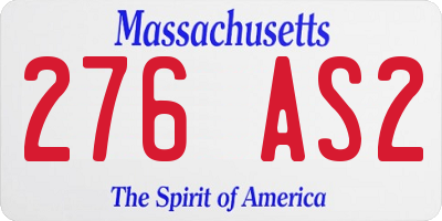 MA license plate 276AS2