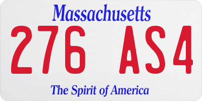 MA license plate 276AS4