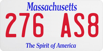 MA license plate 276AS8