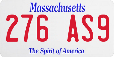 MA license plate 276AS9