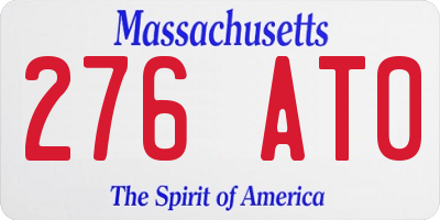 MA license plate 276AT0
