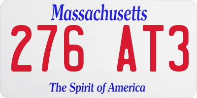 MA license plate 276AT3