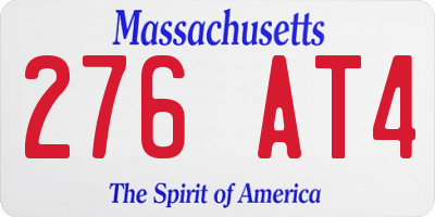 MA license plate 276AT4