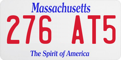 MA license plate 276AT5