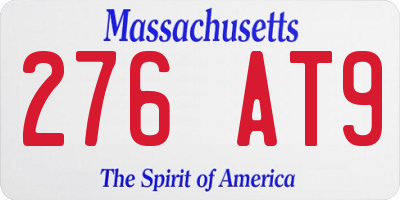 MA license plate 276AT9