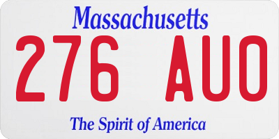 MA license plate 276AU0