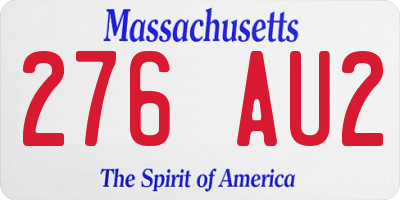 MA license plate 276AU2