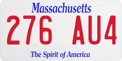 MA license plate 276AU4