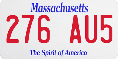 MA license plate 276AU5