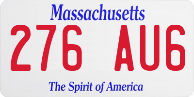 MA license plate 276AU6