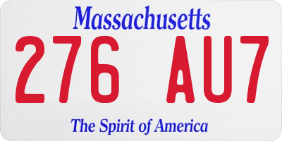 MA license plate 276AU7