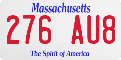 MA license plate 276AU8