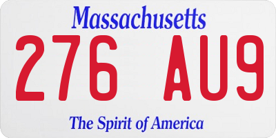 MA license plate 276AU9