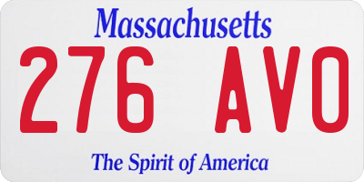 MA license plate 276AV0