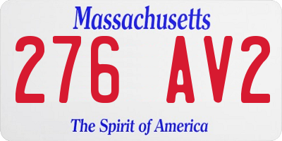 MA license plate 276AV2