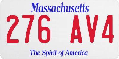 MA license plate 276AV4