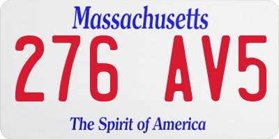 MA license plate 276AV5